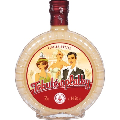 Metelka Tekuté oplatky Vanilka-oříšek 14,5% 350 ml (holá láhev)