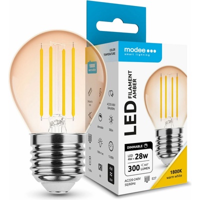 Modee Lighting LED Filament Amber Globe Mini žiarovka E27 4W teplá biela, stm. ML-G45FA1800K4WE27D