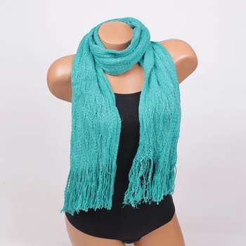 Image 1 of Плетен шал в тюркоазено-зелено с ламе