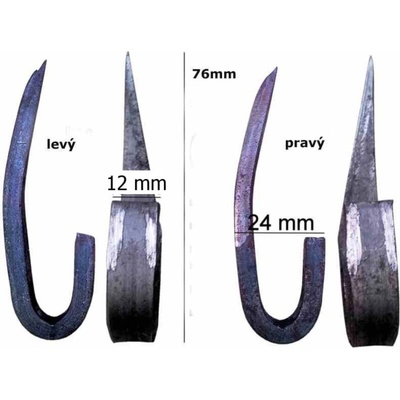 háček navařovací 12mm levý krátký