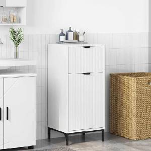 vidaXL Шкаф за баня Бяло 39, 5 x 36 x 88 см Инженерна дървесина, Метал (883394)