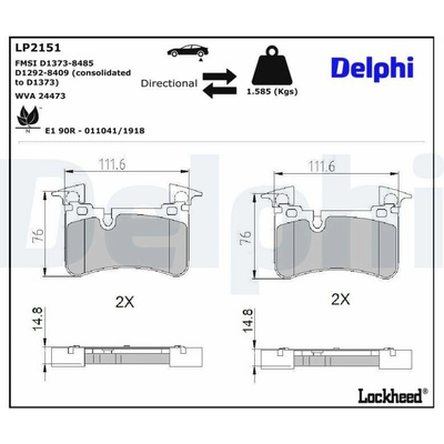 Sada brzdových platničiek kotúčovej brzdy DELPHI LP2151