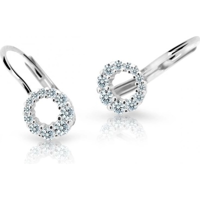 Danfil dětské náušnice C2154 z bílého zlata s kamínky White zapínání klapka