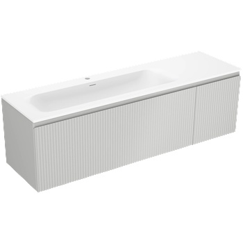 Mexen Rivel шкаф за баня 160 см с мивка Vela лява, 1S, 1D, оребрен, сив мат/бял мат - 91A23-16047-3-BBFF62-W23L01 (91A23-16047-3-BBFF62-W23L01)