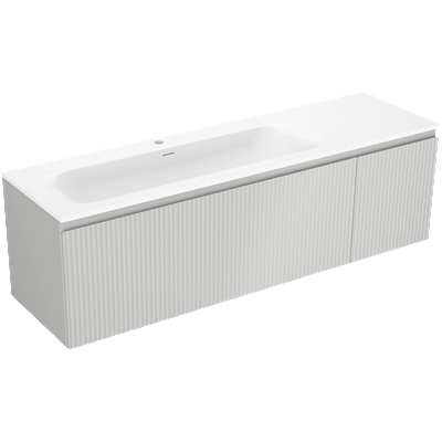 Mexen Rivel шкаф за баня 160 см с мивка Vela лява, 1S, 1D, оребрен, сив мат/бял мат - 91A23-16047-3-BBFF62-W23L01 (91A23-16047-3-BBFF62-W23L01)