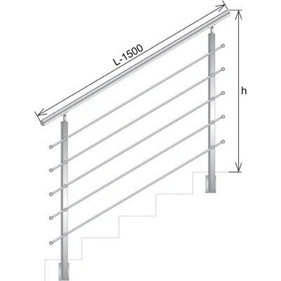 UMAKOV Zábradlie schody BS AISI304, 40x40x2/4xd12/H900/L1 AJP/ZBS90-1500