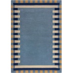 Flair Rugs Син ръчно изработен вълнен килим 160x230 cm Kai Wool Border - Flair Rugs (503119376930)
