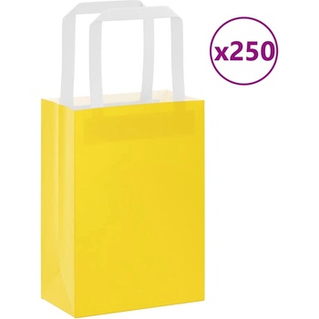 vidaXL Хартиени торбички 250 бр с дръжки жълти 15x8x21 см (4102005)