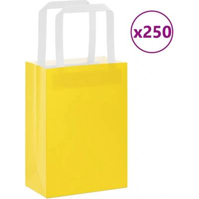 vidaXL Хартиени торбички 250 бр с дръжки жълти 15x8x21 см (4102005)