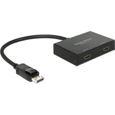 Сплитер DeLock, DisplayPort 1.2 мъжко - 2 x HDMI женско, Черен (87666)