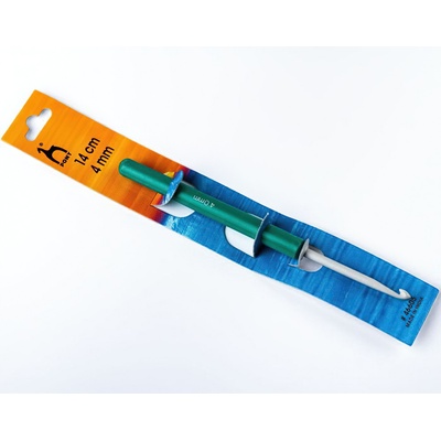 PONY Háček na háčkování PONY, hliník / teflon s plastovou ručkou 46605, velikost 4mm, délka 14cm