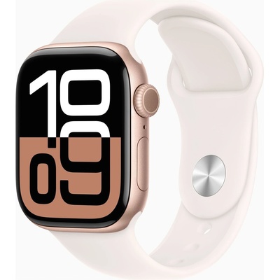 Apple Watch Series 10 42mm růžově zlatý hliník se světle ruměným sportovním řemínkem S/M MWWH3QC/A – Zboží Živě