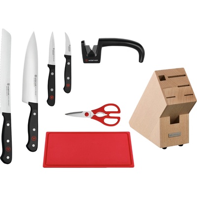 Blok se 4 noži Wusthof GOURMET s nůžkami, brouskem a prkénkem – Zboží Dáma