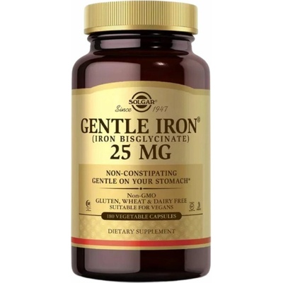 Solgar Gentle Iron Železo bisglycinát 20 mg 180 rostlinných kapslí