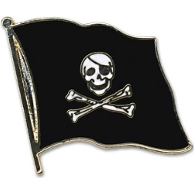 Odznak (pins) 20mm vlajka Piráti - čierny-biely