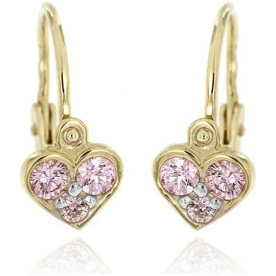 Zlatnictví U Kostela zlaté dětské náušnice růžová srdíčka 422R