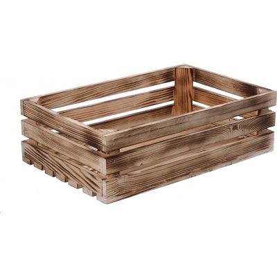 ČistéDřevo Opálená dřevěná bedýnka 40 x 26 x 12 cm II