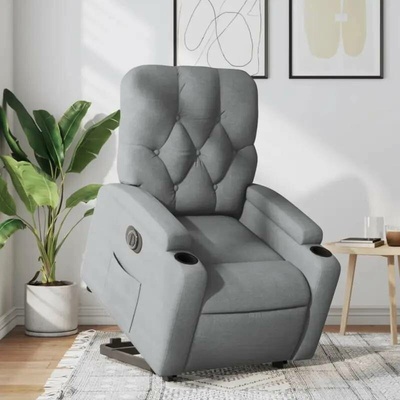 vidaXL 11461.3204734 Elektrické zvedací polohovací světle šedé textil
