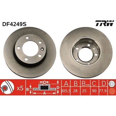 Brzdový kotúč TRW DF4249S