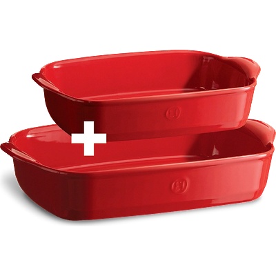Emile Henry Комплект от 2 керамични тави за печене emile henry rectangular oven dish - цвят червен (eh 9802-34)