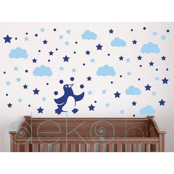 Image 1 of Пингвинче с облаци, звезди и точки - комплект в 2 цвята (1194)