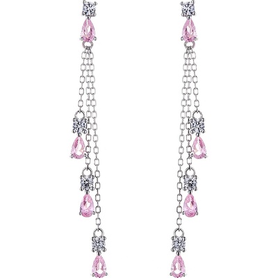DELIS Дълги сребърни обеци 925, jw864, елегантен розов модел, с родиево покритие (jw864)