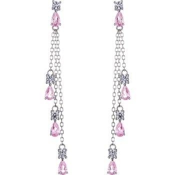 DELIS Дълги сребърни обеци 925, jw864, елегантен розов модел, с родиево покритие (jw864)