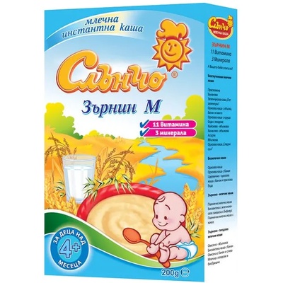 Слънчо Млечна каша Слънчо - Зърнин М, 200 g (3800005000015)