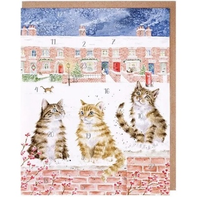 Přání s adventním kalendářem Wrendale Designs Santa Paws is Coming to Town - Kočky Wrendale Designs