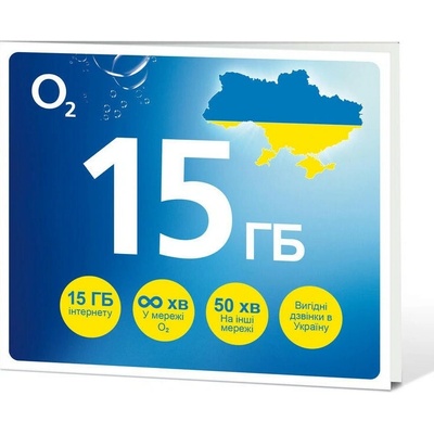 O2 SIM karta GO Ukrajina 15 GB (15GB + neomezené volání O2 + 50 min.) + 50Kč kredit