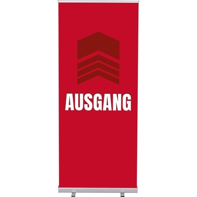 Jansen Display Set Roll-baneru Budget s vytištěným motivem, Východ, červený, německy, 870 x 2080 mm