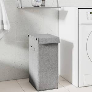 vidaXL Сгъваем кош за пране сив 26x34, 5x59, 5 см изкуствен лен (351039)