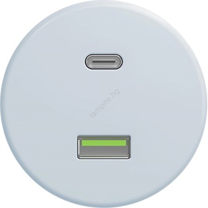 Kliklap - Ретро USB гнездо A+C без рамка, синьо (KA0075)