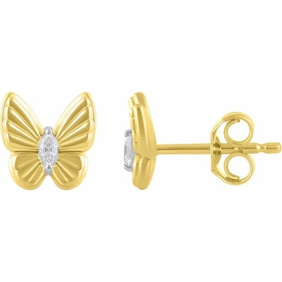 Eppi Zlaté náušnice ve tvaru motýla s lab-grown diamanty Anna E49212