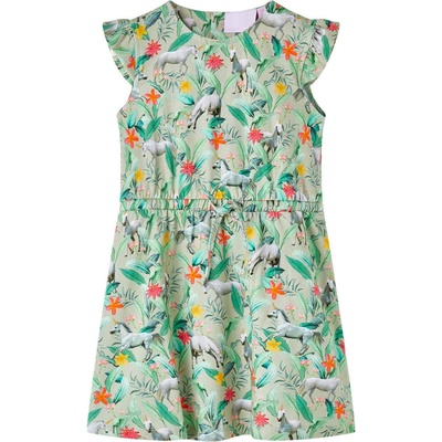 vidaXL Детска рокля с летящи ръкави, светло каки, 116 (14634)