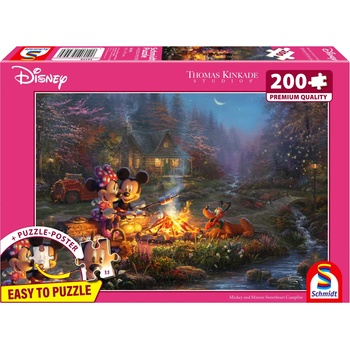 Schmidt Spiele - Puzzle Thomas Kinkade: Mickey and Minnie Sweetheart Campfire - 200 piese
