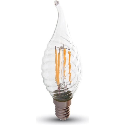 V-TAC LED žiarovka E14 C37 4W teplá biela filament