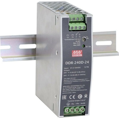 MEAN WELL DDR-240B-24 DC/DC měnič napětí na DIN lištu 24 V/DC 10 A 240 W Počet výstupů:1 x Obsah 1 ks