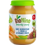 BioNino Био пюре BioNino - Зеленчуци с ориз и агнешко месо, 6 м+, 190 g (BN2355) - ozone