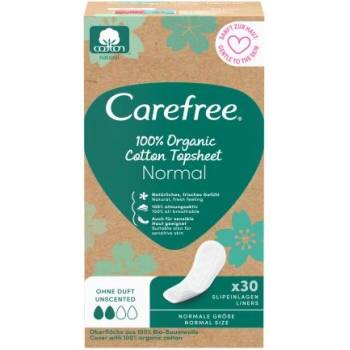 Carefree Organic Cotton Normal дамски превръзки с горен слой от органичен памук 30 бр за жени