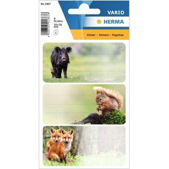 Herma Самозалепващи се етикети Горски животни, ученически, 9 (1540100165)
