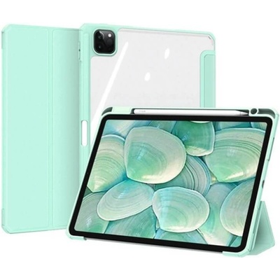 SES 2v1 Smart flip cover+zadný silikónový ochranný obal s držiakom pero Apple iPad 10.2 2020 8. generace svetlo zelený 12398