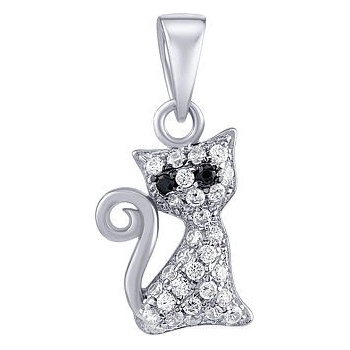 SILVEGO Strieborný prívesok mačka Bessie s čírym zirkónom Brilliance MW01038P