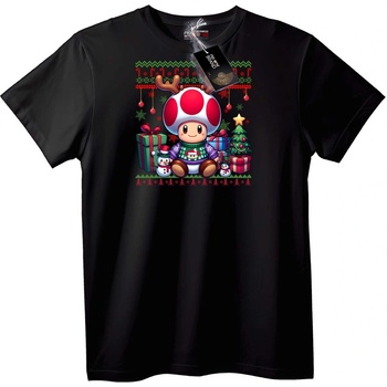 NOONEBRAND Тениска Весела коледна жаба - 4XL, Black