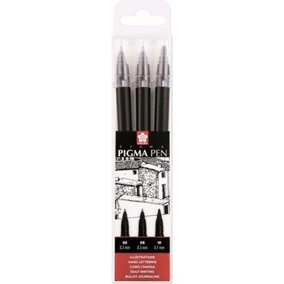 Sakura PIGMA PEN sada per 2x0,3 mm a 1x0,7 mm, černé