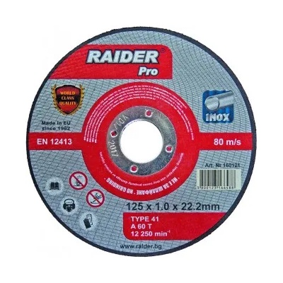 RAIDER Professional Диск за неръждавейка за ъглошлайф A60T Inox 125x1.0x22.2мм RAIDER RDP 160121