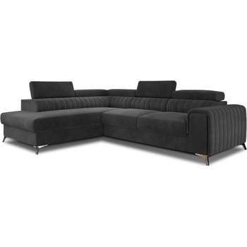Eltap Тъмносив кадифен разтегателен ъглов диван с място за съхранение (ляв ъгъл L форма) Laurence - ELTAP (Lau_13)