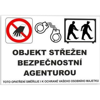 Traiva s.r.o Objekt střežen bezpečnostní agenturou Verze: Samolepka 210 x 148 mm (A5) tl. 0.1 mm - Kód: 09856