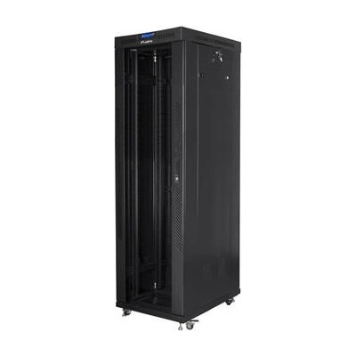 Lanberg Комуникационен шкаф, Lanberg rack cabinet 19" free-standing 42U/600x1000 (flat pack) with glass door lcd black v2 (FF01-6042-12BL)