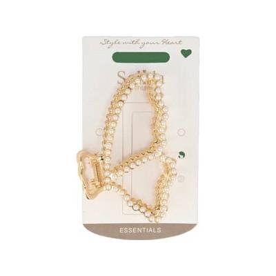 Solida Skřipec do vlasů zlatá s motýlem a perlou Sponky do vlasů Unisex 1 ks